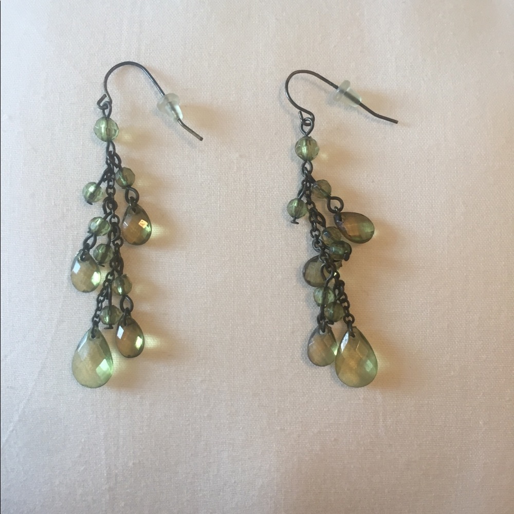 Green dangling earrings
